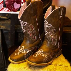 Twisted X Brown and Pink Kids Boots